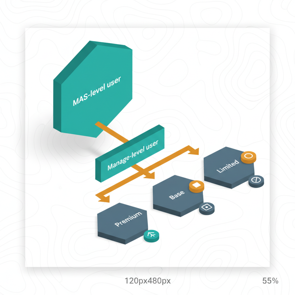 Illustration de la leçon 1.2 — MAS User Administration : MAS-level vs Manage-level users + entitlements