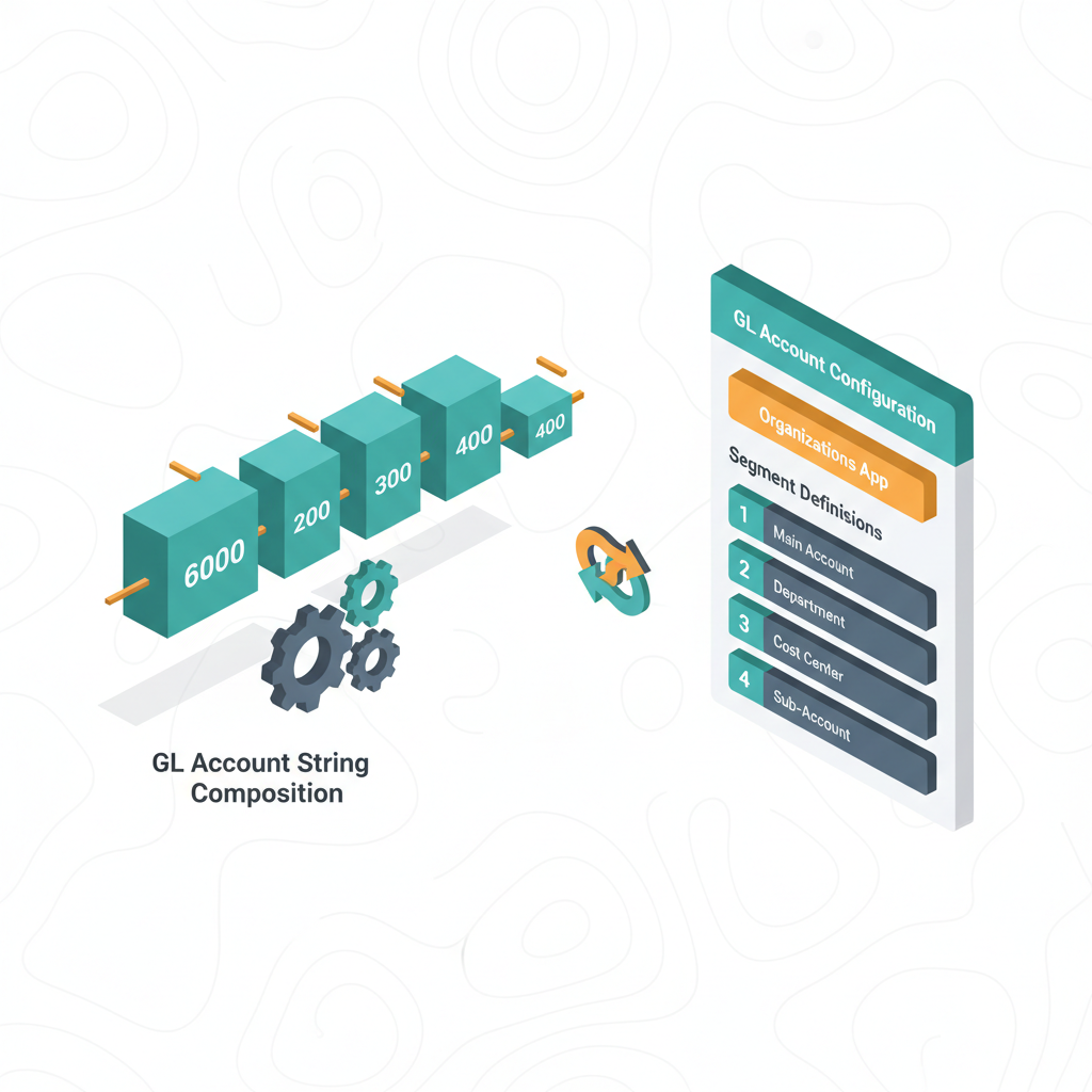 Illustration de la leçon 2.1 — Chart of Accounts : segments + GL Account Configuration + delimiters