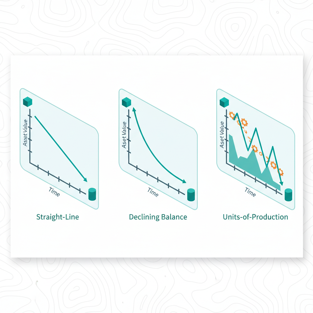 Illustration de la leçon 2.3 — Asset Depreciation Schedules : straight-line, declining balance, units-of-production
