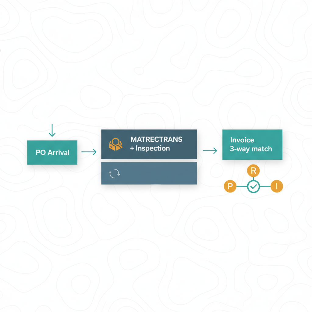 Illustration de la leçon 5.3 — Receiving process : MATRECTRANS + Inspection + Invoice 3-way match
