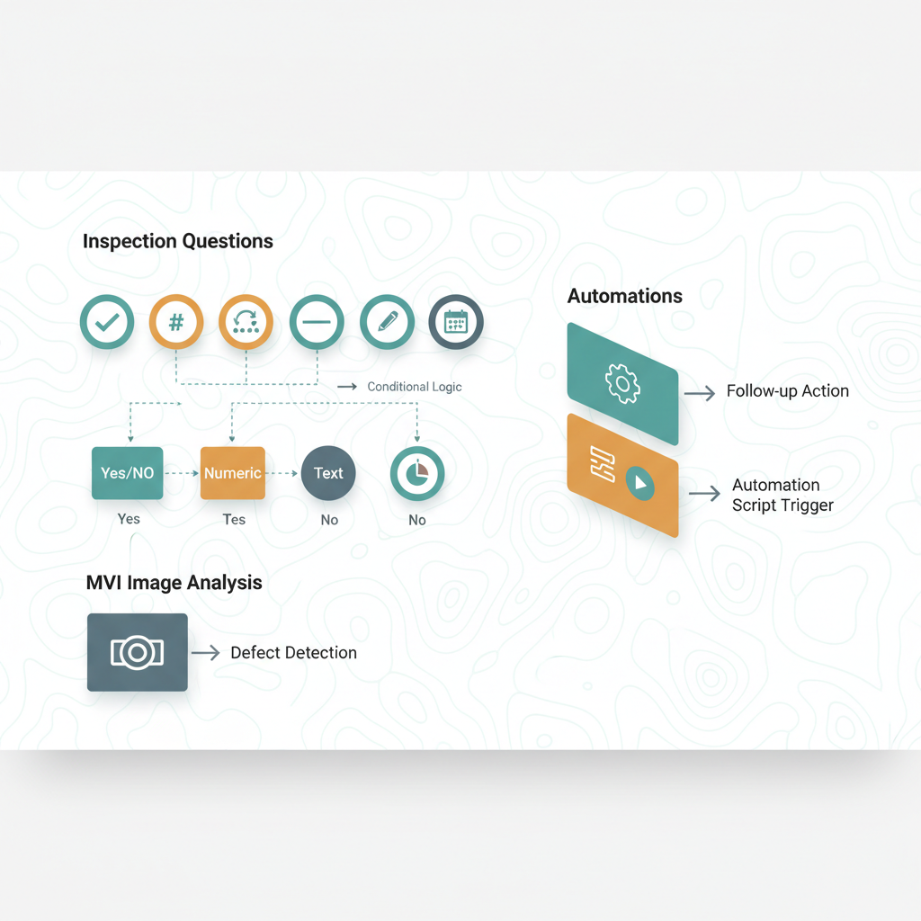 Illustration de la leçon 6.7 — Inspections : 7 question types + Conditional + Follow-up + MVI integration