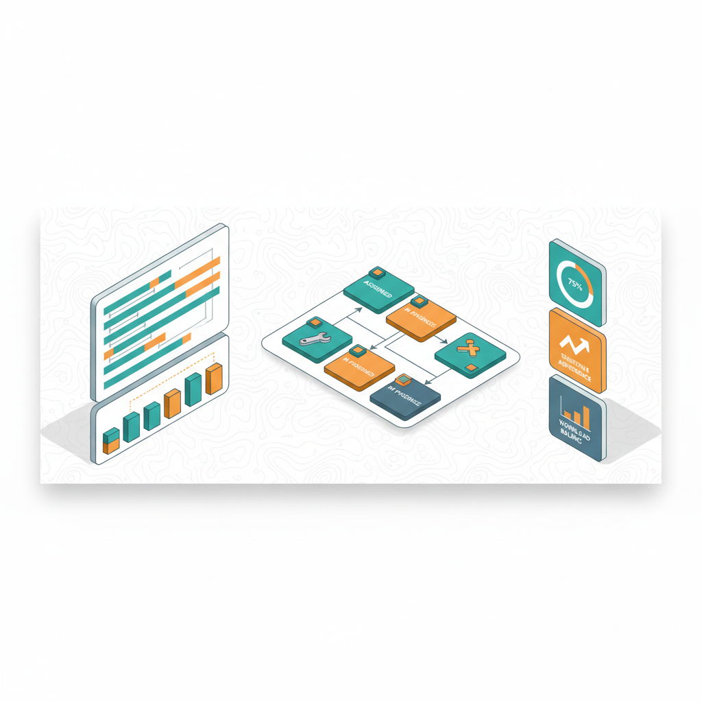 Illustration de la leçon 7.4 — Scheduling Dashboards : Gantt + resource leveling + dispatch board