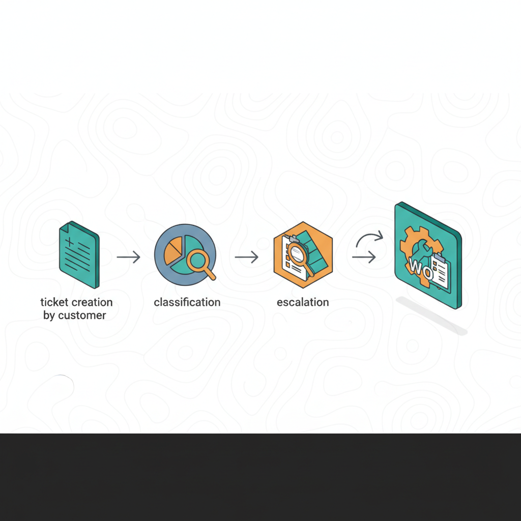 Illustration de la leçon 8.1 — Service Requests : ticket creation + classification + escalation to WO